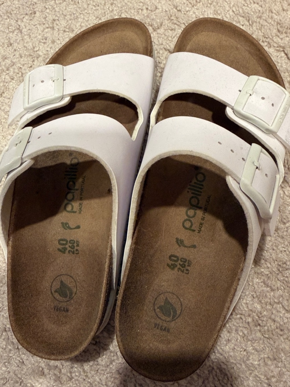 Papillio White Double-Buckle Slide Sandals